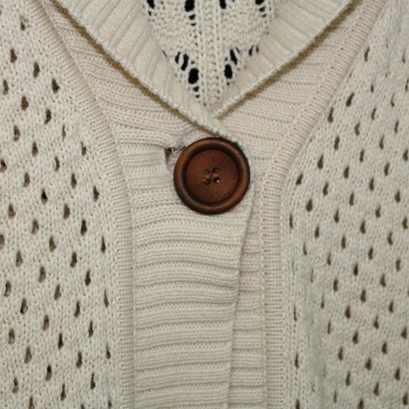 ⬇️$20 Fossil Cream Crochet  Lace Short Sleeve Cardigan - Picture 9 of 13